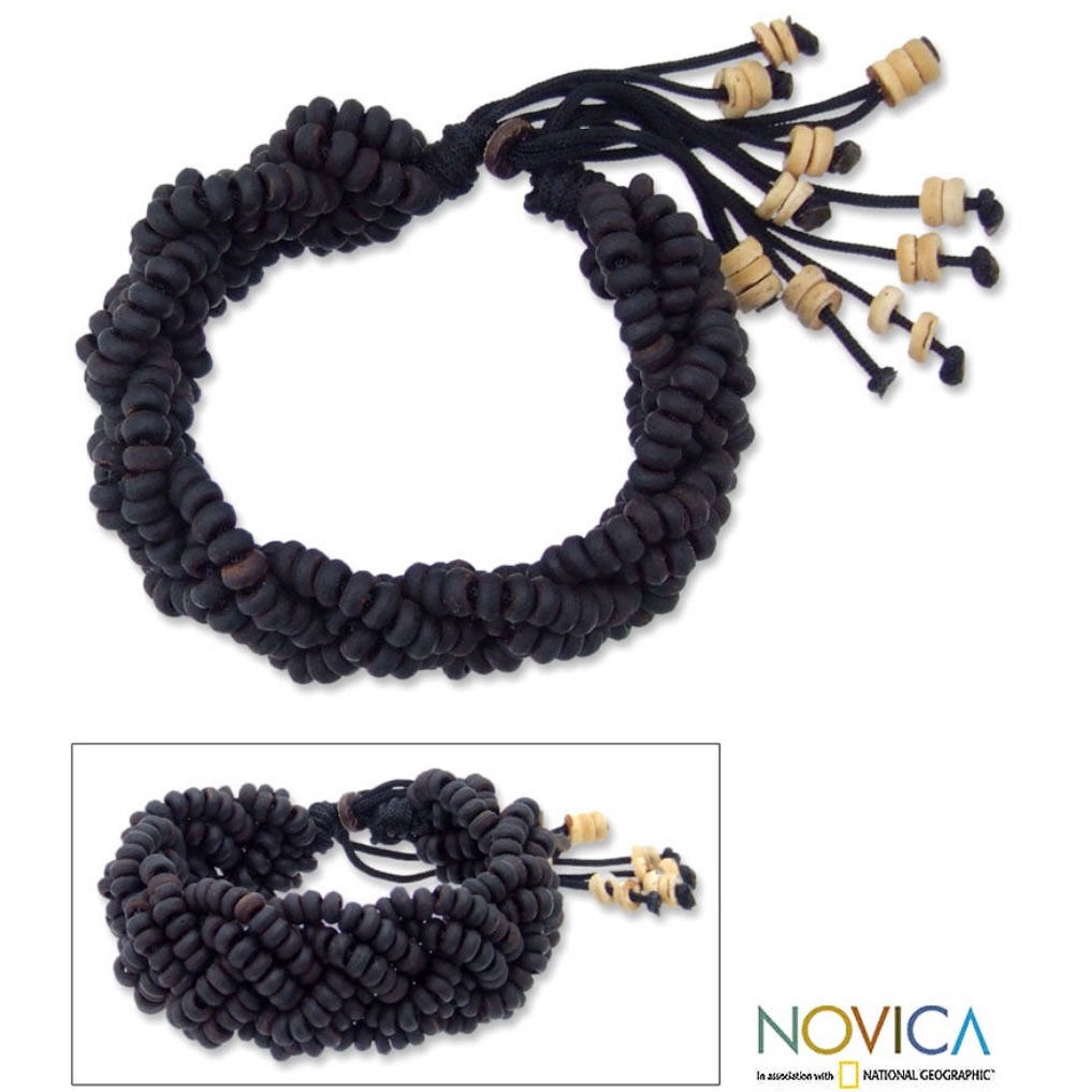 Coconut Shell Black Forest Braid Bracelet 13$